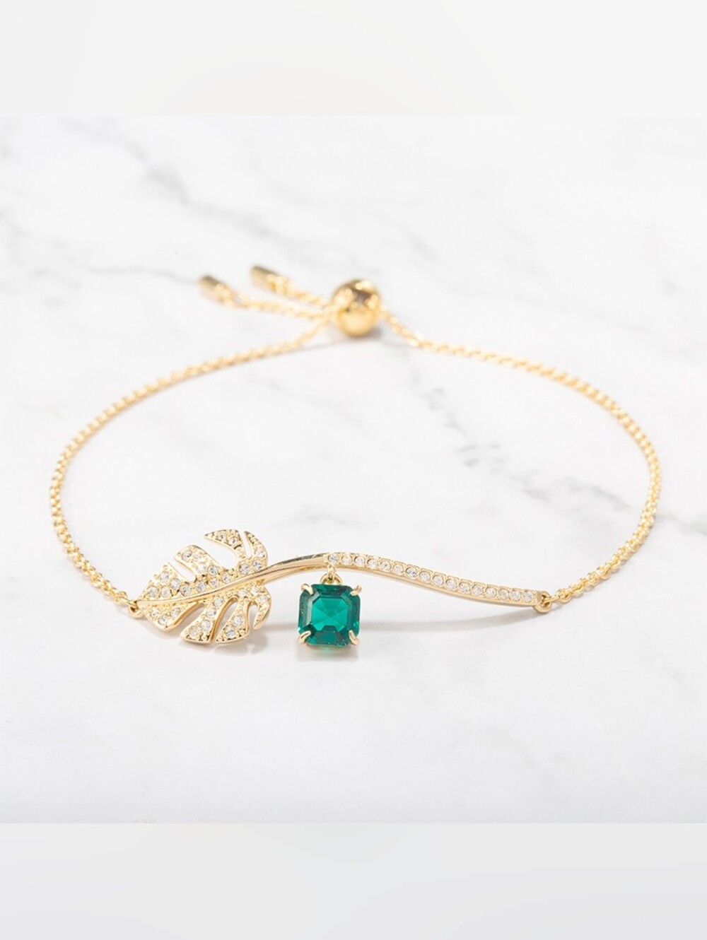 Swarovski Tropical Bracelet – Green Crystal, Gold-Tone Plated